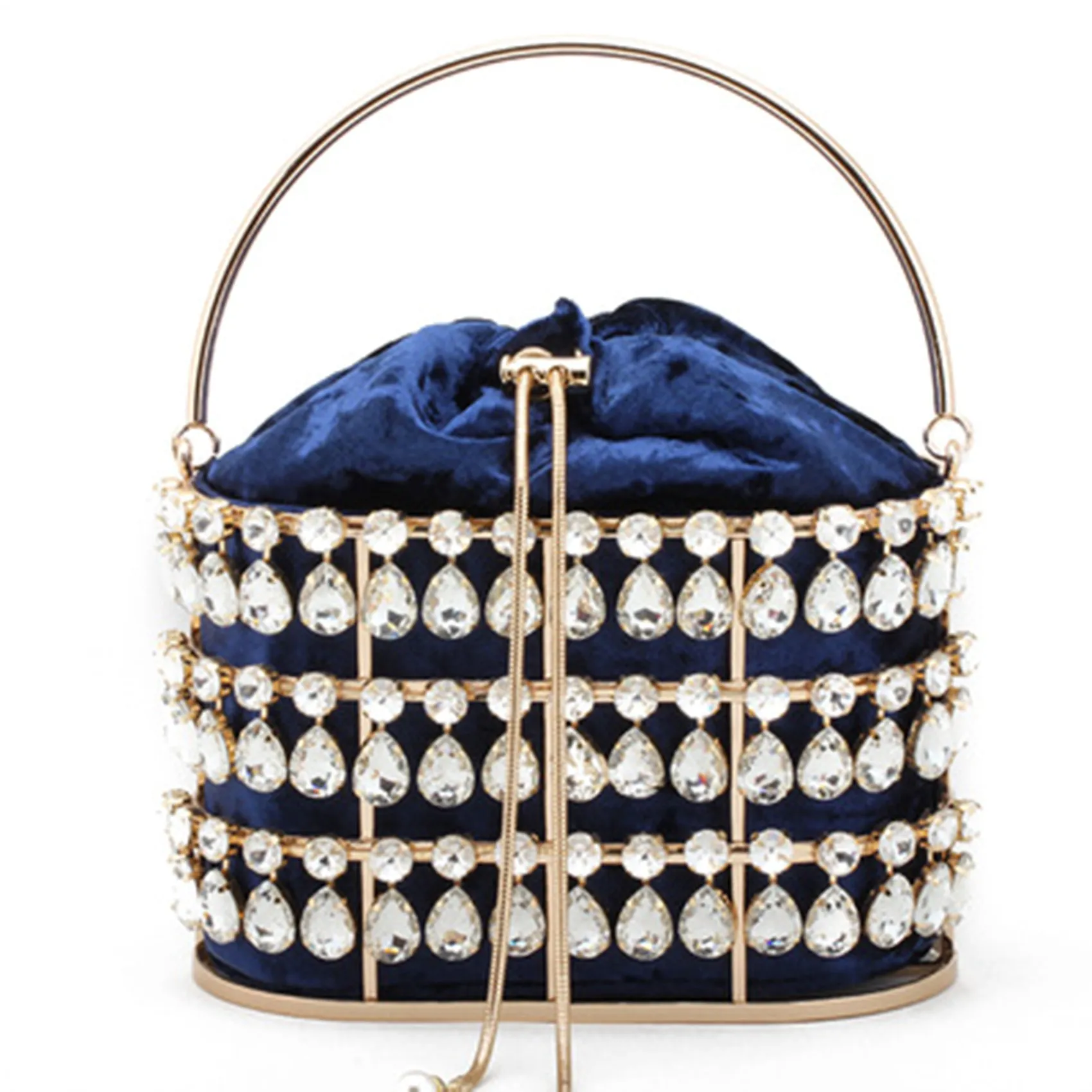 Luxury Diamond Party Mini Handbag Wedding Clutch Evening Clutch Ladies Metal Hollow Cage Bucket Bag
Luxury Diamond Party Mini Handbag Wedding Clutch Evening Clutch Ladies Metal Hollow Cage Bucket Bag