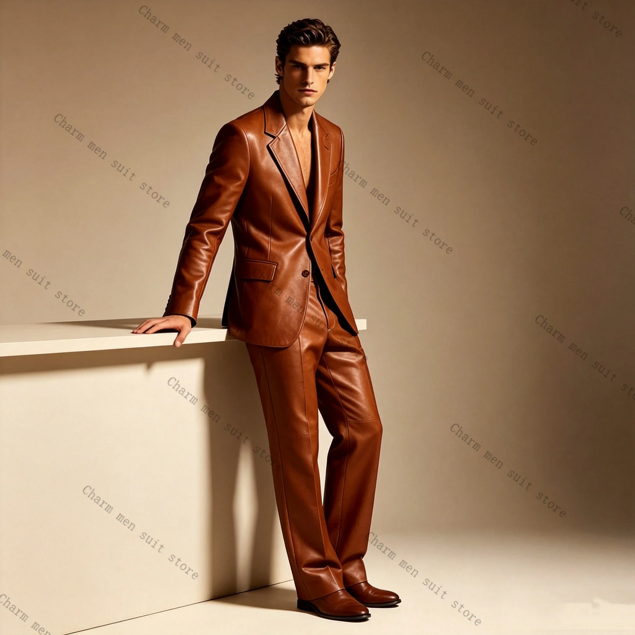 PU Leather Designer Men Suits Set 2 Pcs Blazer+Pants Trousers Wedding Tuxedo Formal Office Business Groom Jacket Coat
PU Leather Designer Men Suits Set 2 Pcs Blazer+Pants Trousers Wedding Tuxedo Formal Office Business Groom Jacket Coat