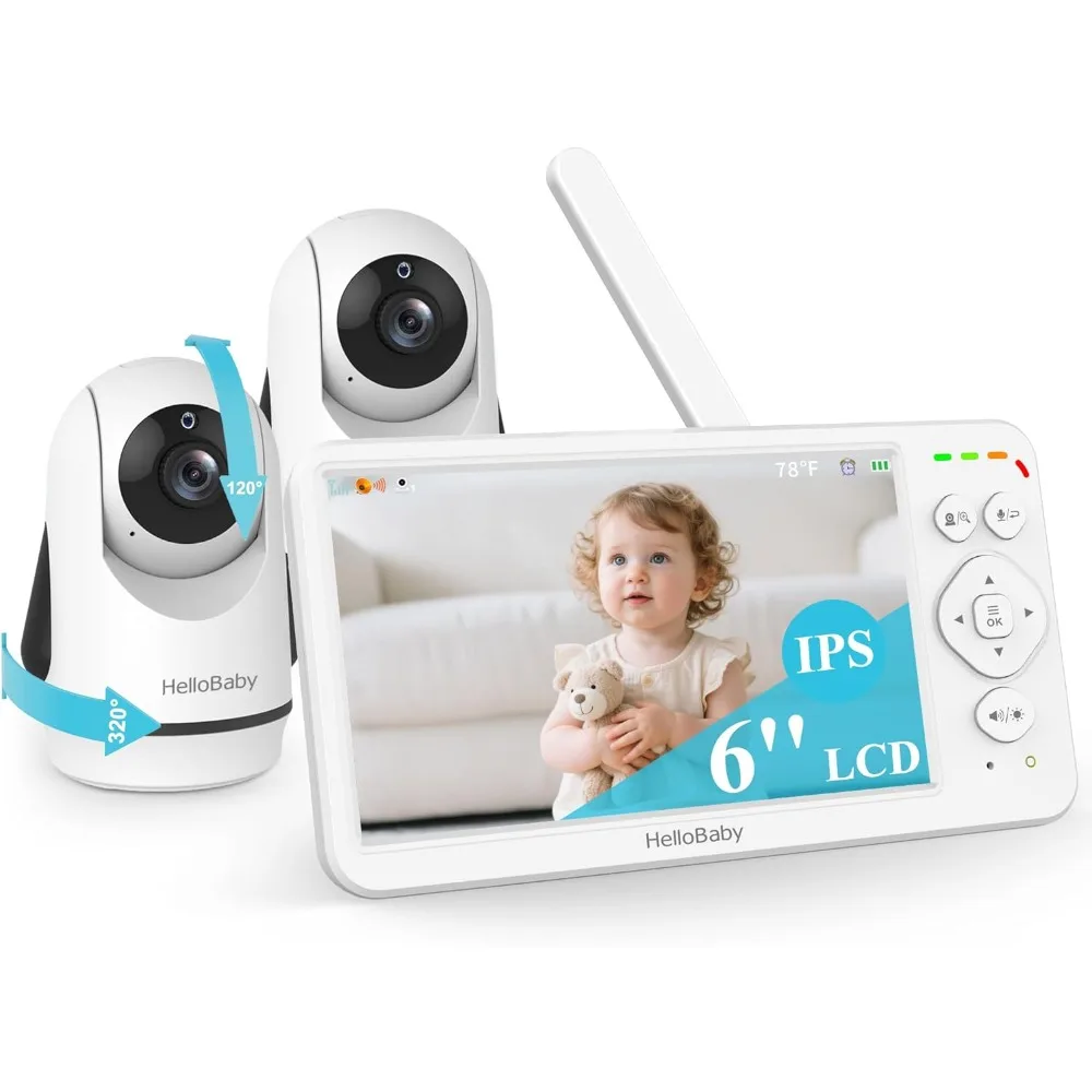 Baby Monitor with 2 Cameras, Large 6'' Video Baby Monitor No WiFi,30-Hour Long Battery, 320° Pan-Tilt Camera with 2X Zoom, Auto
Baby Monitor with 2 Cameras, Large 6'' Video Baby Monitor No WiFi,30-Hour Long Battery, 320° Pan-Tilt Camera with 2X Zoom, Auto