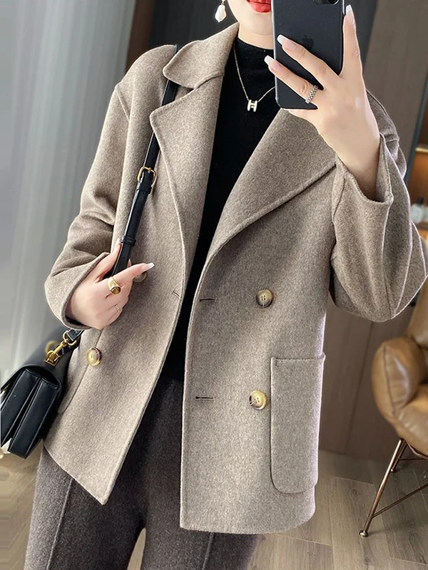 Двустороннее шерстяное пальто Ele, женская верхняя одежда с воротником, осень-зима, маленький размер, высококачественная шерстяная куртка
Двустороннее шерстяное пальто Ele, женская верхняя одежда с воротником, осень-зима, маленький размер, высококачественная шерстяная куртка