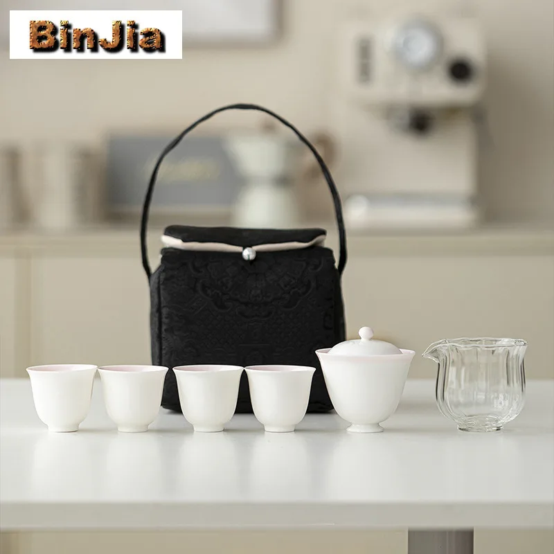 White Porcelain Pink Travel Tea Set Kit Japanese 1 Pot 4 Cups Maker Organizer Portable Outdoor Handbag Collection Supplies
White Porcelain Pink Travel Tea Set Kit Japanese 1 Pot 4 Cups Maker Organizer Portable Outdoor Handbag Collection Supplies