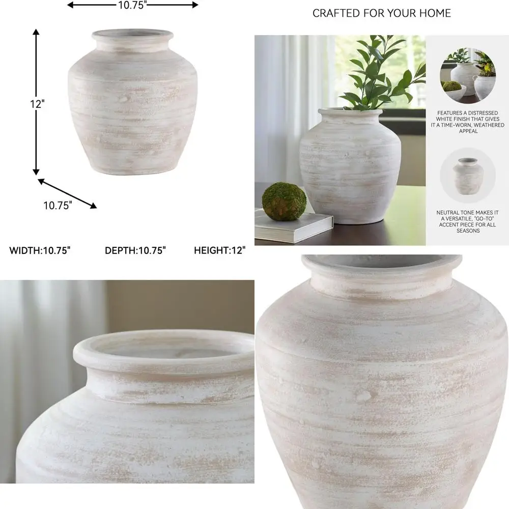 White Terracotta Distressed Vase, Wide Mouth, Casual Indoor Decor
White Terracotta Distressed Vase, Wide Mouth, Casual Indoor Decor