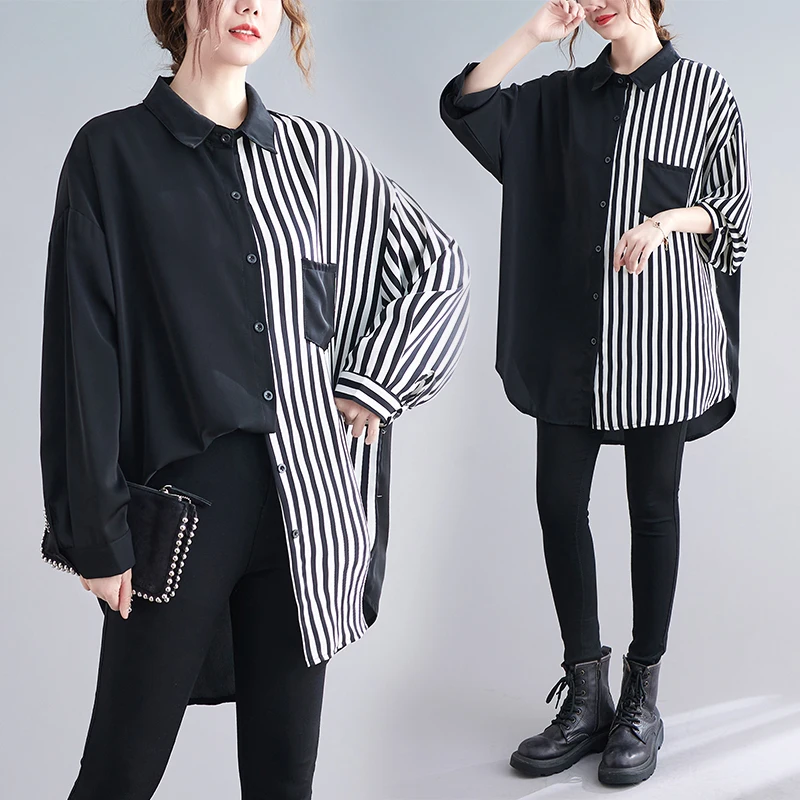 Women Blouse Striped Design Shirt Loose Spring Korean Version Chiffon Shirt Black Color Female Tops New Arrival
Women Blouse Striped Design Shirt Loose Spring Korean Version Chiffon Shirt Black Color Female Tops New Arrival