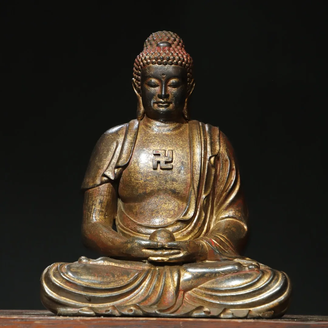 9"Tibetan Temple Collection Old Bronze Cinnabar Mud gold Amitabha Shakyamuni Sitting Buddha Worship Hall Town house Exorcism
9"Tibetan Temple Collection Old Bronze Cinnabar Mud gold Amitabha Shakyamuni Sitting Buddha Worship Hall Town house Exorcism