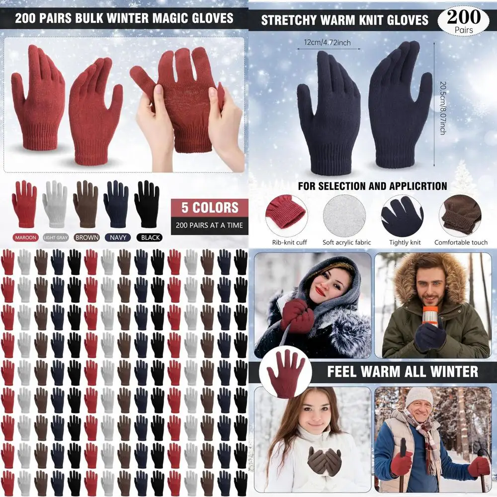 200 упаковок зимних теплых вязаных перчаток для мужчин и женщин — идеально подходят для бездомных пожертвований
200 упаковок зимних теплых вязаных перчаток для мужчин и женщин — идеально подходят для бездомных пожертвований