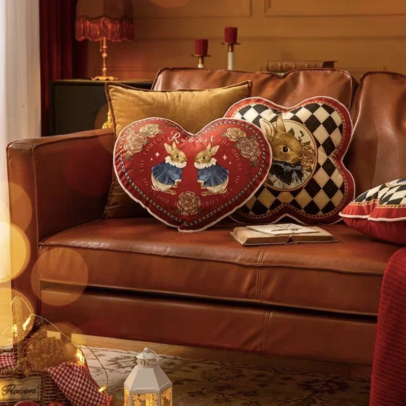 Vintage Red Comfortable Soft Pillow Heart-shaped Four-leaf Clover Rabbit Cushion for Rest Sofa Living Room Bedroom Decoration
Vintage Red Comfortable Soft Pillow Heart-shaped Four-leaf Clover Rabbit Cushion for Rest Sofa Living Room Bedroom Decoration