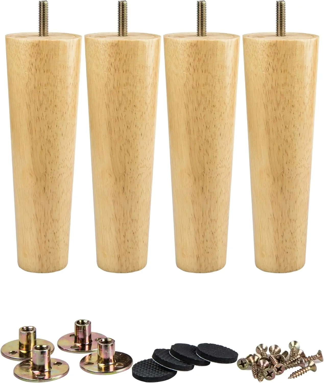 5" Solid Wood Furniture Legs - Tapered Replacement Feet with 5/16" Thread & Mounting Plates - Set of 4 for Sofa, Couch, Cabinet
5" Solid Wood Furniture Legs - Tapered Replacement Feet with 5/16" Thread & Mounting Plates - Set of 4 for Sofa, Couch, Cabinet