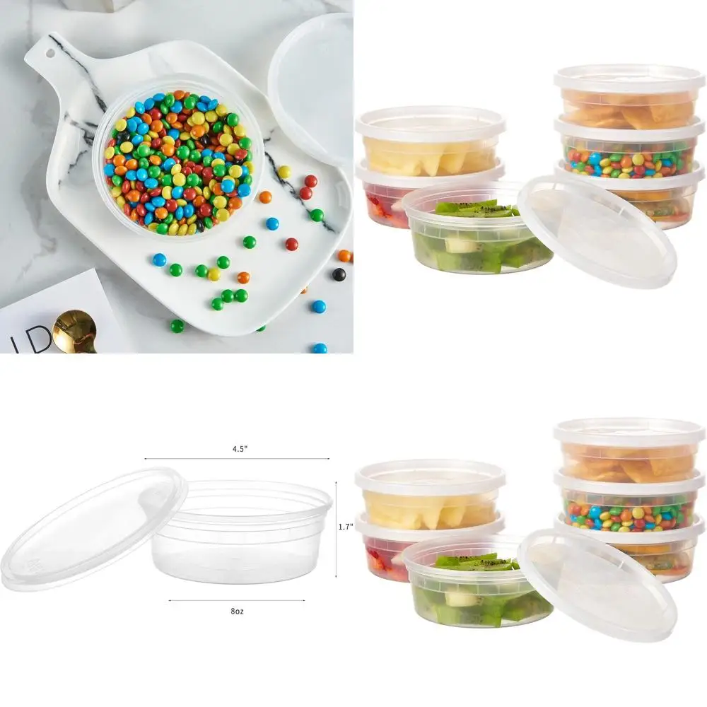 8oz Clear Plastic Food Storage Containers with Lids - Disposable, Stackable, Leakproof, Microwave & Dishwasher Safe for Meal Pre
8oz Clear Plastic Food Storage Containers with Lids - Disposable, Stackable, Leakproof, Microwave & Dishwasher Safe for Meal Pre