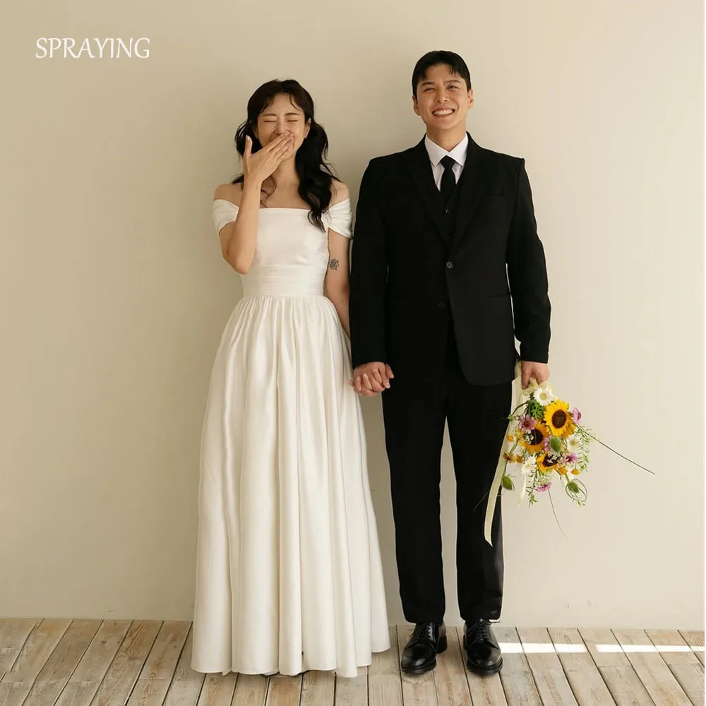 SPRAYING Ivory Satin Long Wedding Dress Korea Photo Shoot Strapless Short Sleeves Bridal Gowns Corset Customized 웨딩드레스 2026
SPRAYING Ivory Satin Long Wedding Dress Korea Photo Shoot Strapless Short Sleeves Bridal Gowns Corset Customized 웨딩드레스 2026