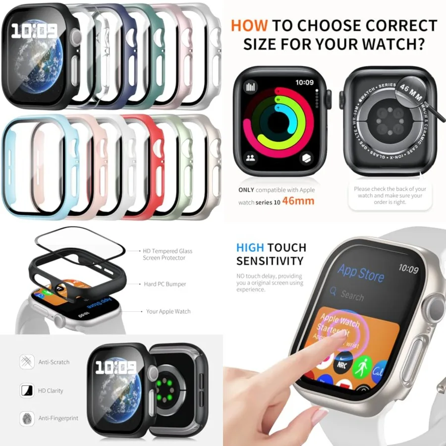 Cse Comptile with pple Wtch Series 11/10 46mm with Tempered Glss Screen Protector, Full Coverage Bumper Hard PC Shockproof Prot
Cse Comptile with pple Wtch Series 11/10 46mm with Tempered Glss Screen Protector, Full Coverage Bumper Hard PC Shockproof Prot