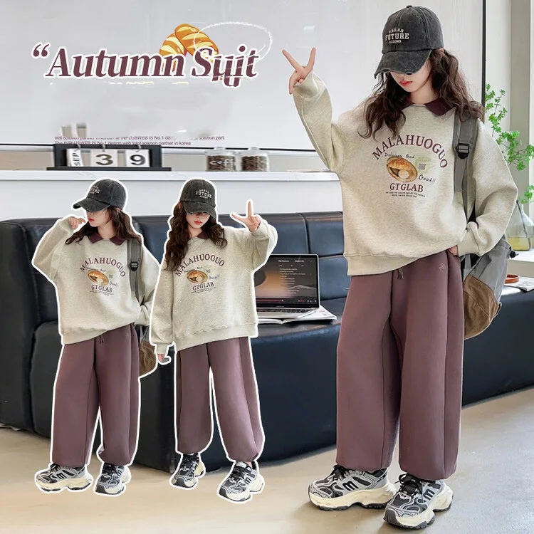 Autumn Children Girl Two-piece Sets Letter Printed Turn Down Collar Sweatshirt+Drawstring Pant School Girl Outfit Kid Girl Suits
Autumn Children Girl Two-piece Sets Letter Printed Turn Down Collar Sweatshirt+Drawstring Pant School Girl Outfit Kid Girl Suits