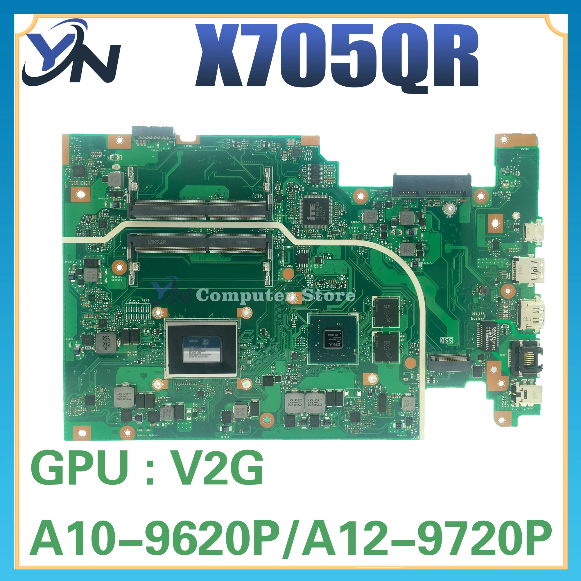 X705QR Mainboard For Asus Vivobook 17 X705Q X705QA Laptop Motherboard With A10-9620P A12-9720P UMA or V2G 100% TEST OK
X705QR Mainboard For Asus Vivobook 17 X705Q X705QA Laptop Motherboard With A10-9620P A12-9720P UMA or V2G 100% TEST OK