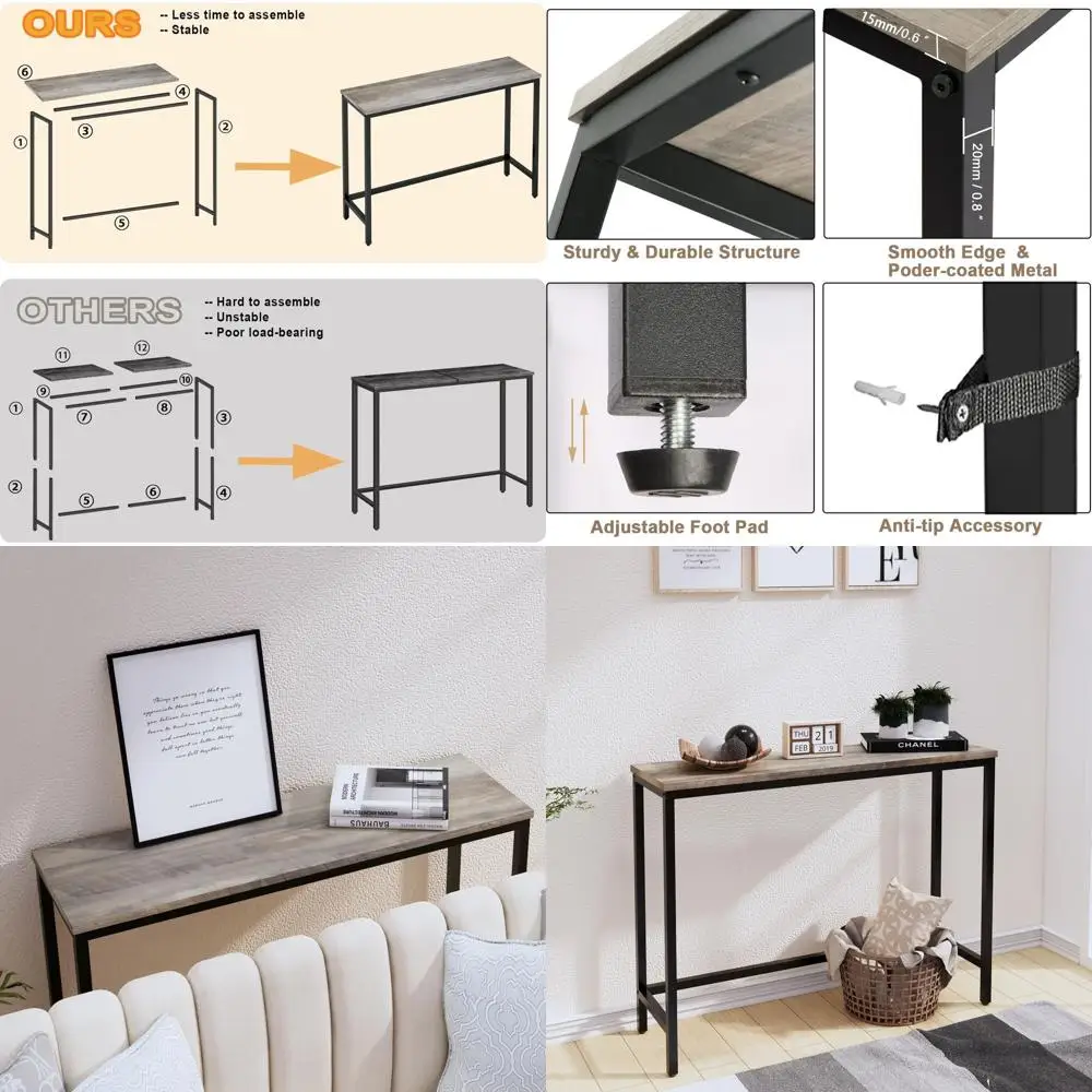 Современный серый консольный столик для гостиной, прихожей и входной зоны – для размещения за диваном, простая сборка, акцентная мебель
Современный серый консольный столик для гостиной, прихожей и входной зоны – для размещения за диваном, простая сборка, акцентная мебель