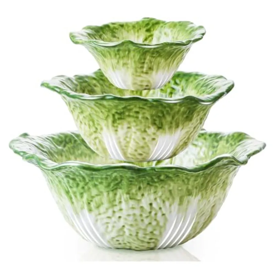 Cabbage Serving Bowl Set of 3 for Kitchen - Extra Large Nesting Mixing Bowls Porcelain Dishes for Salad Entertaining Fruit Vint
Cabbage Serving Bowl Set of 3 for Kitchen - Extra Large Nesting Mixing Bowls Porcelain Dishes for Salad Entertaining Fruit Vint