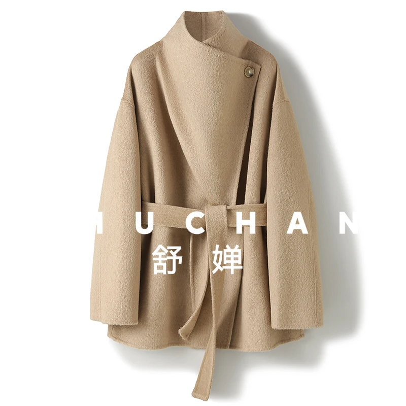 100% camel Single-grain buckle large lapel loose belt coat autumn and winter women's big-name simple pure velvet coat
100% camel Single-grain buckle large lapel loose belt coat autumn and winter women's big-name simple pure velvet coat