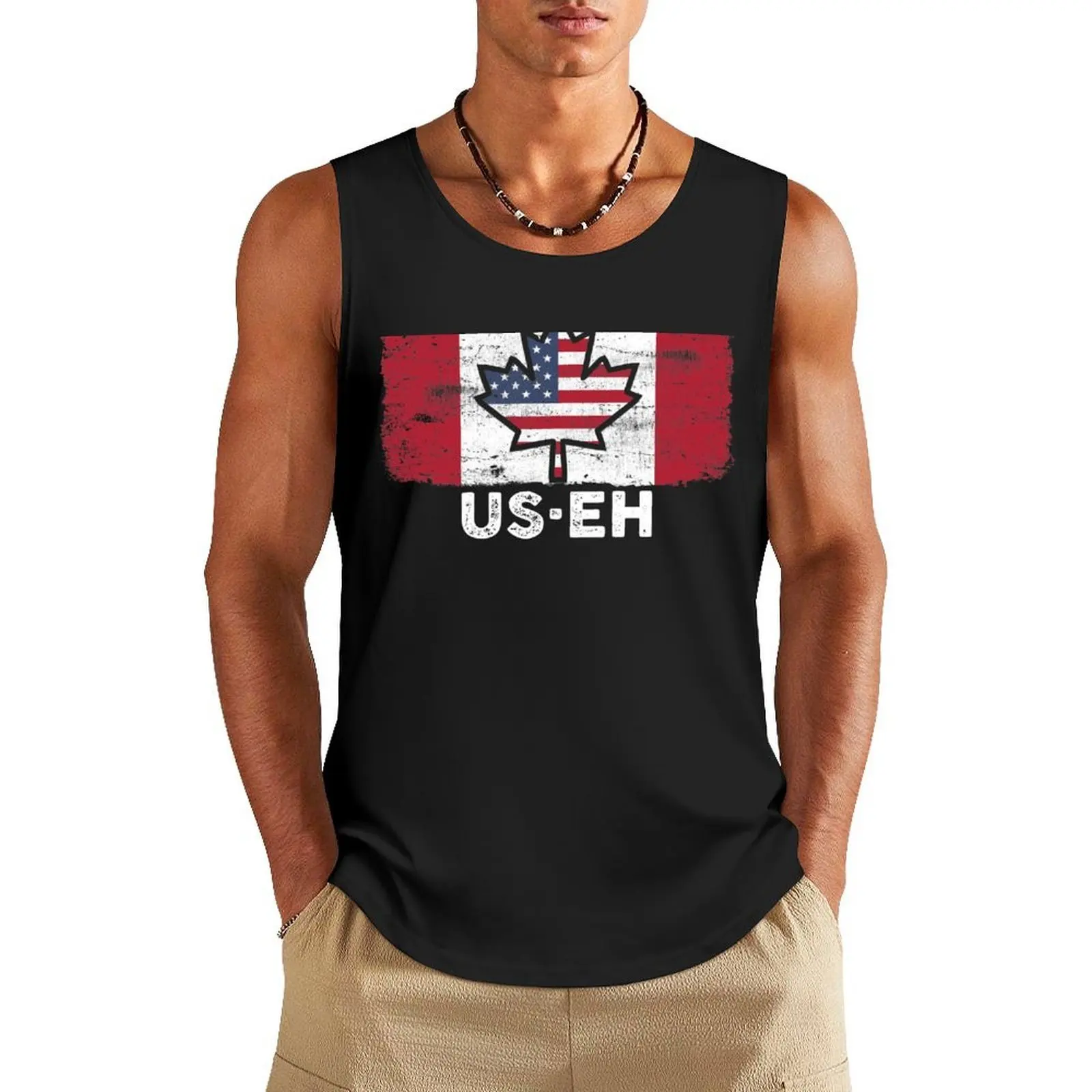 US EH American Canadian Flag Canada Day Leaf with USA flag inside Tank Top gym t-shirts Men's clothes plain t-shirt
US EH American Canadian Flag Canada Day Leaf with USA flag inside Tank Top gym t-shirts Men's clothes plain t-shirt