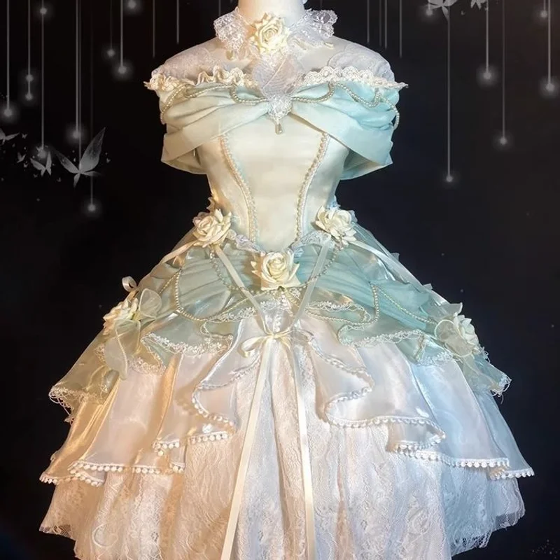 Розовый подарок, вечернее платье в стиле Лолиты, зеленое короткое стильное платье для дня студента, церемония для взрослых, праздничное платье для хозяев 
Розовый подарок, вечернее платье в стиле Лолиты, зеленое короткое стильное платье для дня студента, церемония для взрослых, праздничное платье для хозяев