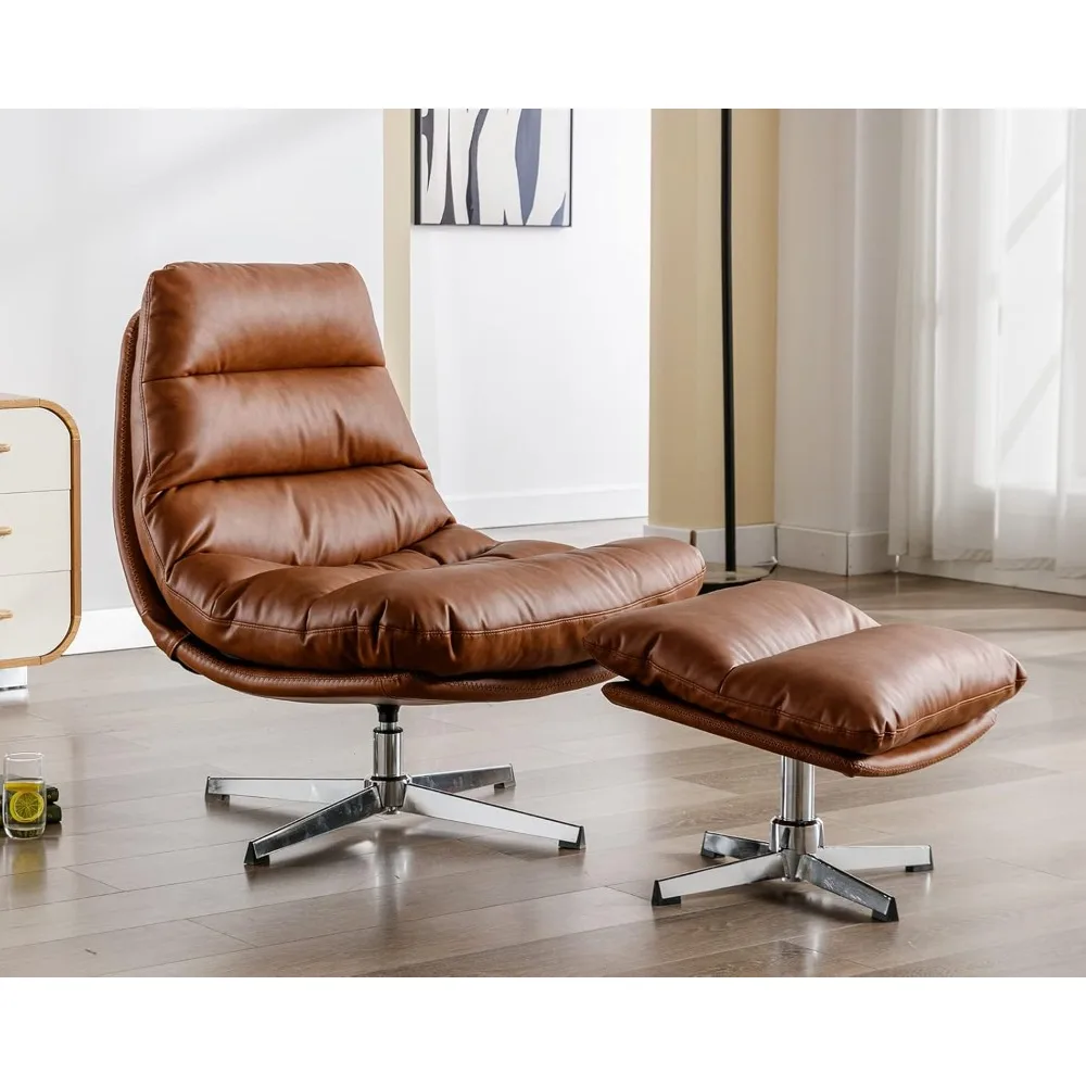 Modern Swivel Accent Chair with Ottoman Set, PU Leather Oversized Armless Reading Chair with Footrest, 33'' Wide Upholstered Lou
Modern Swivel Accent Chair with Ottoman Set, PU Leather Oversized Armless Reading Chair with Footrest, 33'' Wide Upholstered Lou