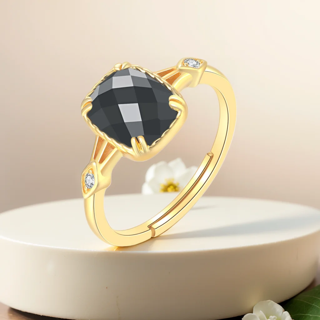 Natural Black Agale Adjustable Ring For Women S925 Sterling Silver Fine Jewlerly Grid style Surface 14K Yellow Gold Plated Gift
Natural Black Agale Adjustable Ring For Women S925 Sterling Silver Fine Jewlerly Grid style Surface 14K Yellow Gold Plated Gift