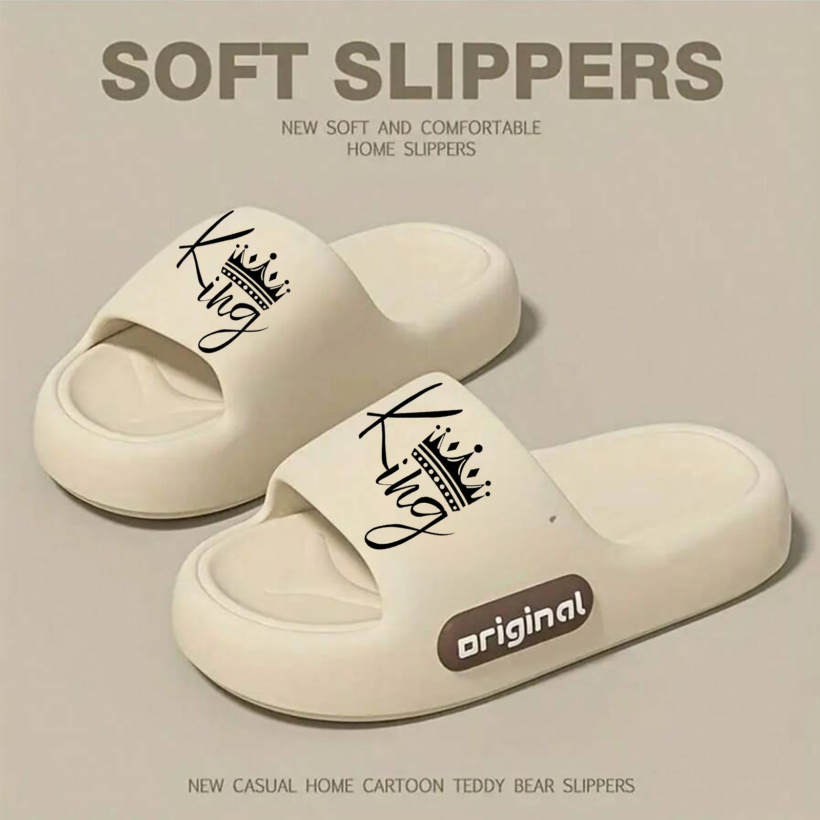 Unisex Couple Style Spring and Summer King Crown Print Eva Thick-Soled Soft-Soled Indoor Bathroom Outdoor Vacation Casual Fashion Trendy Comfortable Slide Slippers
Unisex Couple Style Spring and Summer King Crown Print Eva Thick-Soled Soft-Soled Indoor Bathroom Outdoor Vacation Casual Fashion Trendy Comfortable Slide Slippers