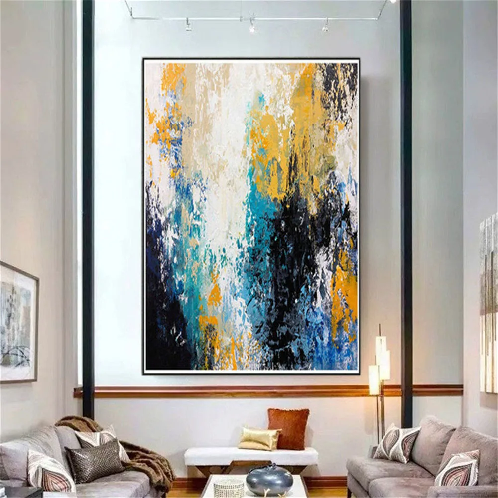 Top Quality Hand Painted Yellow Blue Abstract Oil Painting On Canvas Picture Big Wall Art Pictures For Living Room Decor Artwork
Top Quality Hand Painted Yellow Blue Abstract Oil Painting On Canvas Picture Big Wall Art Pictures For Living Room Decor Artwork
