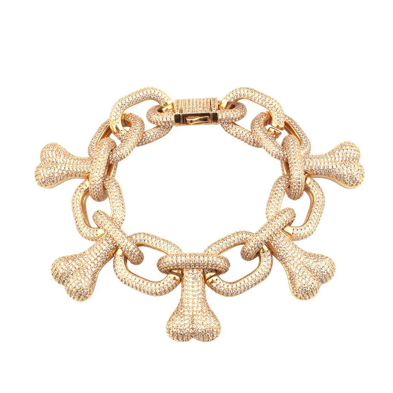 HIP Hop Claw Setting AAA+ CZ Stone Big Heavy Bone O Shape Link Chain Bracelets Bangles for Men Rapper Jewelry Gift
HIP Hop Claw Setting AAA+ CZ Stone Big Heavy Bone O Shape Link Chain Bracelets Bangles for Men Rapper Jewelry Gift