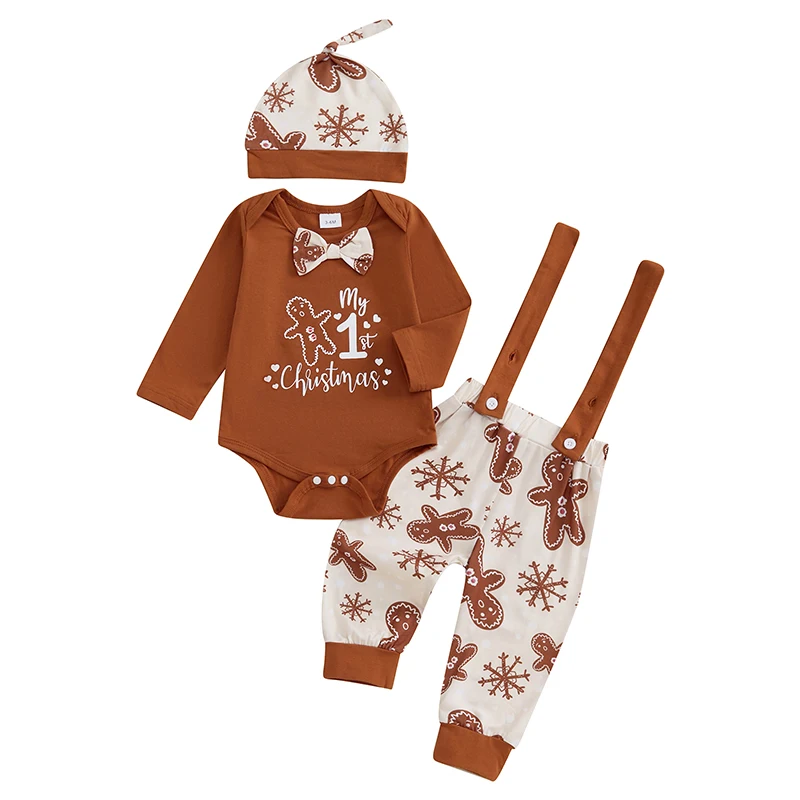 Baby Boys Christmas Pants Sets Long Sleeve Gingerbread Print Romper Suspender Pants Hat Sets
Baby Boys Christmas Pants Sets Long Sleeve Gingerbread Print Romper Suspender Pants Hat Sets