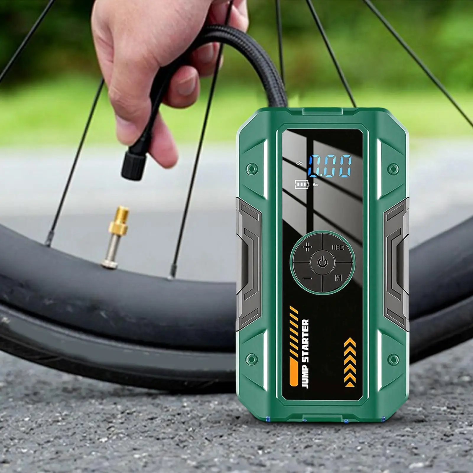 Emergency Jump Starter with Light Digital Display Air Pump Car Tire Inflator Jump Box for Vehicle Automotive Bike Tire
Emergency Jump Starter with Light Digital Display Air Pump Car Tire Inflator Jump Box for Vehicle Automotive Bike Tire