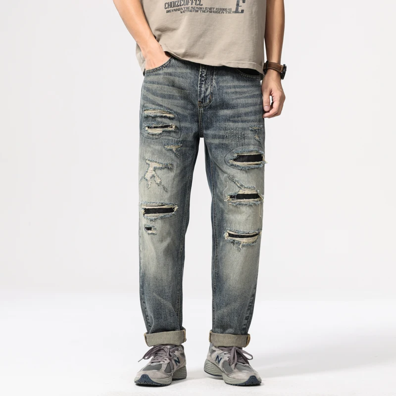 BYCL903 American retro tide heavy wash new loose versatile personalised holes patch Harlan jeans men
BYCL903 American retro tide heavy wash new loose versatile personalised holes patch Harlan jeans men