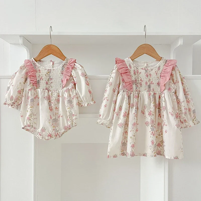 Spring Sister Clothing Kids Princess Dresses Baby Romper Pink Floral Ruffled Clothing Puff Sleeve Cotton Baby Girl Party Dress
Spring Sister Clothing Kids Princess Dresses Baby Romper Pink Floral Ruffled Clothing Puff Sleeve Cotton Baby Girl Party Dress