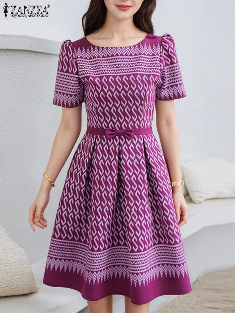 Elegant High Waist Office Dress Women Sundress Fashion Short Puff Sleeve Midi Vestido Casual Loose A-Line Robe Femme ZANZEA 2025
Elegant High Waist Office Dress Women Sundress Fashion Short Puff Sleeve Midi Vestido Casual Loose A-Line Robe Femme ZANZEA 2025