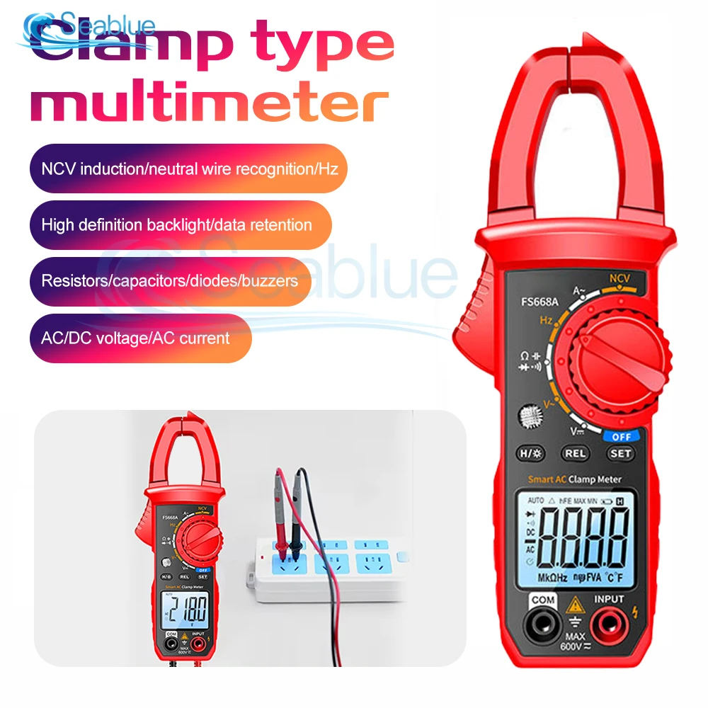 LCD Screen AC Current Clamp Meter Digital 6000 Counts Multimeter Ammeter Voltage Tester Car Amp Hz Capacitance NCV Ohm Tool
LCD Screen AC Current Clamp Meter Digital 6000 Counts Multimeter Ammeter Voltage Tester Car Amp Hz Capacitance NCV Ohm Tool