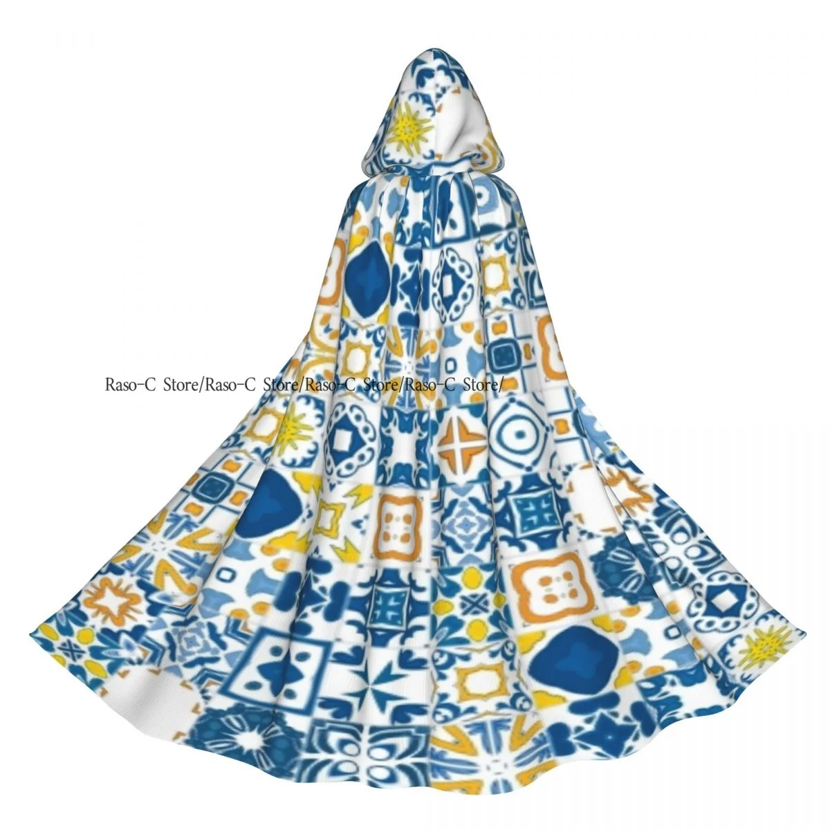 Cloak Cape Hooded Mosaic Portuguese Azulejo Mediterranean Effect Medieval Costume Witch Wicca Vampire Elf Purim Carnival Party
Cloak Cape Hooded Mosaic Portuguese Azulejo Mediterranean Effect Medieval Costume Witch Wicca Vampire Elf Purim Carnival Party