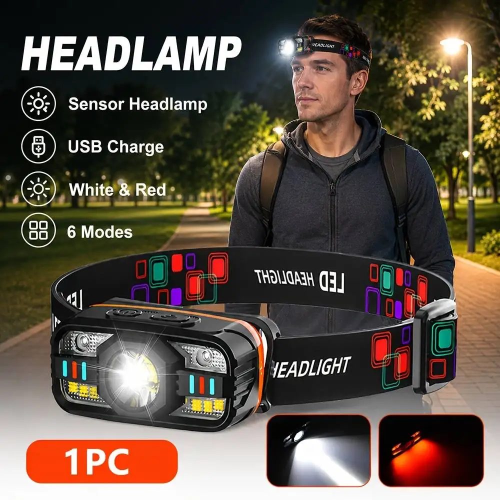 Super Bright Headlamp Handfress Motion Sensor LED Headlight Lantern 6 Modes COB Flashlight Torch for Outdoor Camping Working
Super Bright Headlamp Handfress Motion Sensor LED Headlight Lantern 6 Modes COB Flashlight Torch for Outdoor Camping Working