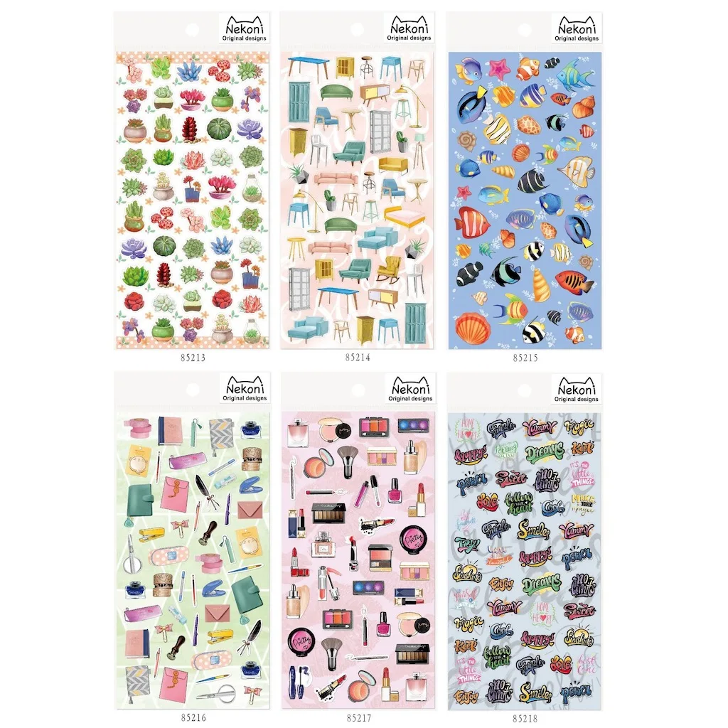 Nekoni Cute Stickers Kawaii - Stationery/Cactus/Furniture/Fish/ Cosmetics
Nekoni Cute Stickers Kawaii - Stationery/Cactus/Furniture/Fish/ Cosmetics
