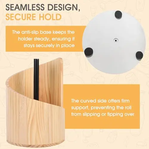 Seamless Curved Countertop Paper Towel Holder In Natural Mango Wood With Black Iron Rod, Anti-Slip Base, No Assembly Required
Seamless Curved Countertop Paper Towel Holder In Natural Mango Wood With Black Iron Rod, Anti-Slip Base, No Assembly Required