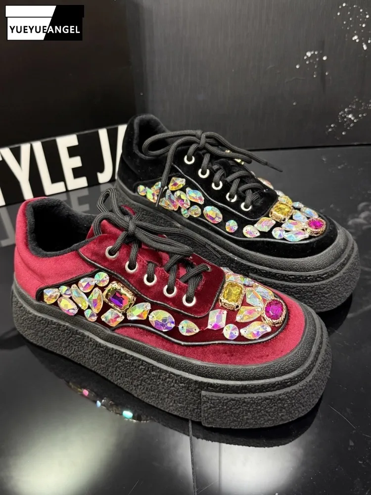 New Fashion Women Shiny Diamonds Thick Platform Shoes Low Cut Lace Up Winter Fleece Lining Casual Shoes Height Increasing Pumps
New Fashion Women Shiny Diamonds Thick Platform Shoes Low Cut Lace Up Winter Fleece Lining Casual Shoes Height Increasing Pumps