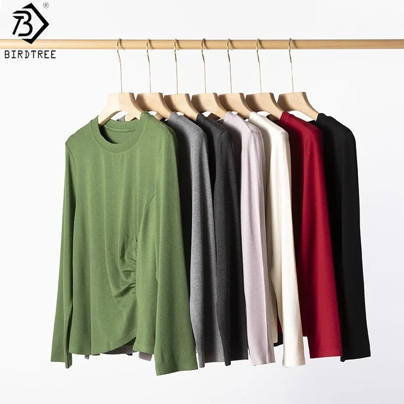 Футболка Birdtree из смеси хлопка с гофрировкой, женская однотонная майка с длинными рукавами, осенний пуловер с круглым вырезом 2025 T59903JF
Футболка Birdtree из смеси хлопка с гофрировкой, женская однотонная майка с длинными рукавами, осенний пуловер с круглым вырезом 2025 T59903JF