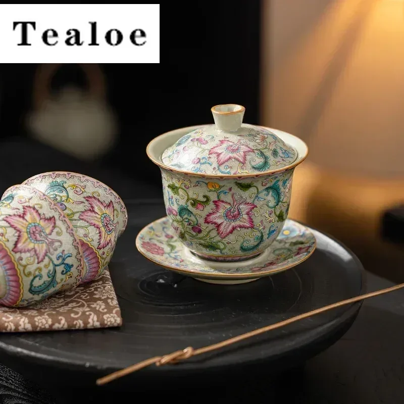160 мл Ru Kiln Винтажная керамическая глина Campsis Grandiflora Flower Qingfeng Sancai Крытая чаша Gai Wan Высококачественный чайный сервиз Kungfu
160 мл Ru Kiln Винтажная керамическая глина Campsis Grandiflora Flower Qingfeng Sancai Крытая чаша Gai Wan Высококачественный чайный сервиз Kungfu