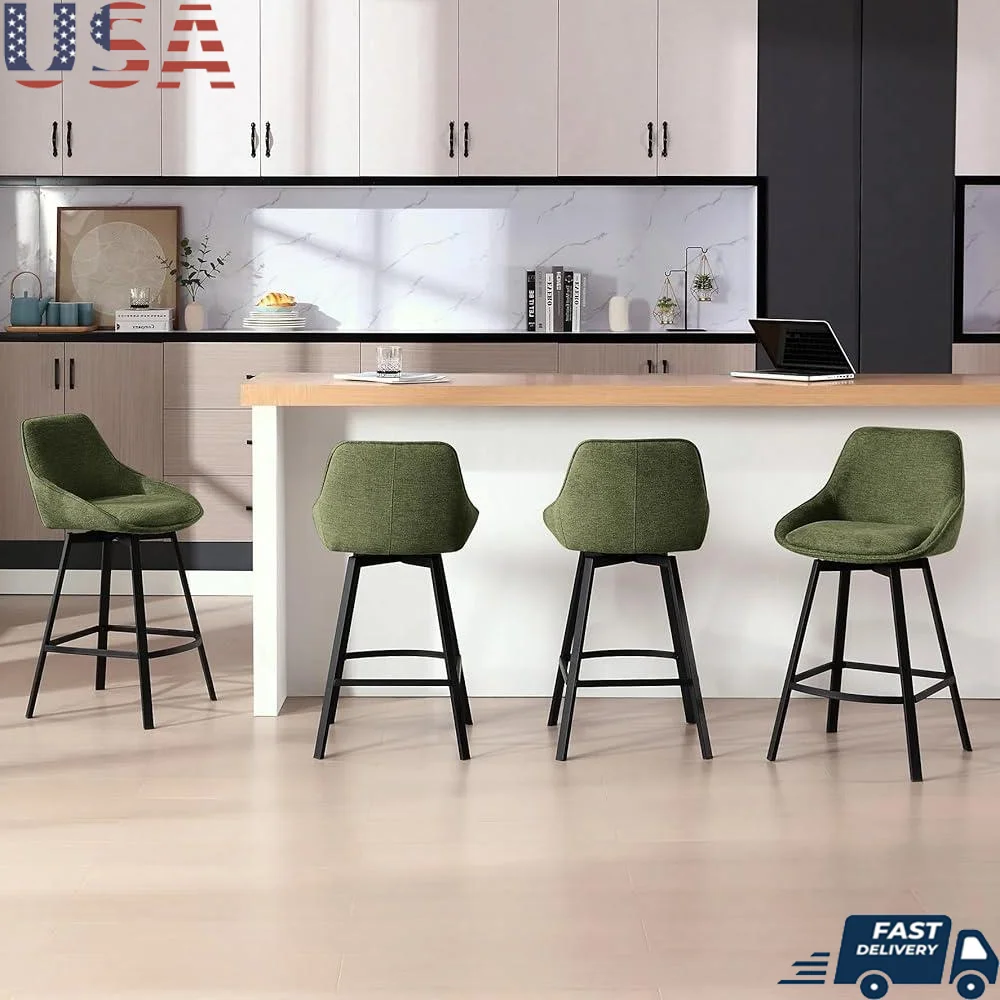 Modern Swivel Bar Stools Set of 4 Comfortable Upholstered Kitchen Counter Height Chairs with Backs Dining Island Home Decor
Modern Swivel Bar Stools Set of 4 Comfortable Upholstered Kitchen Counter Height Chairs with Backs Dining Island Home Decor