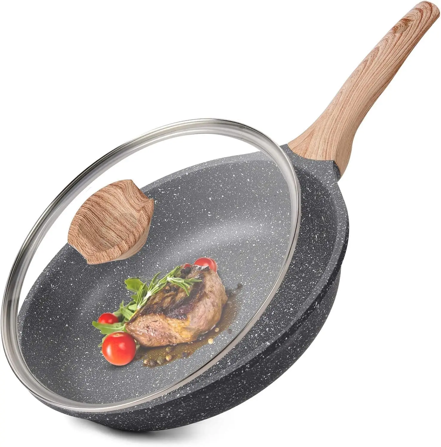 Nonstick Granite Frying Pan 9.5' with Lid, Induction Compatible, PFOA Free, Gray
Nonstick Granite Frying Pan 9.5' with Lid, Induction Compatible, PFOA Free, Gray