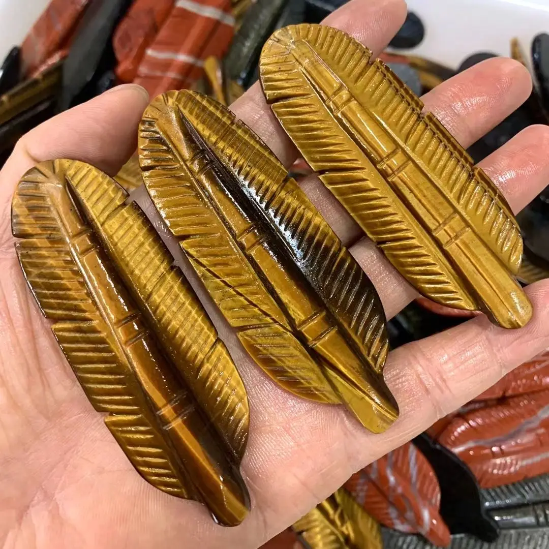 10pcs 85mm Natural Tiger's Eye Stone Hand Carved Feather Quartz Crystal Healing Reiki Carving Gift Home Decoration DIY Random
10pcs 85mm Natural Tiger's Eye Stone Hand Carved Feather Quartz Crystal Healing Reiki Carving Gift Home Decoration DIY Random