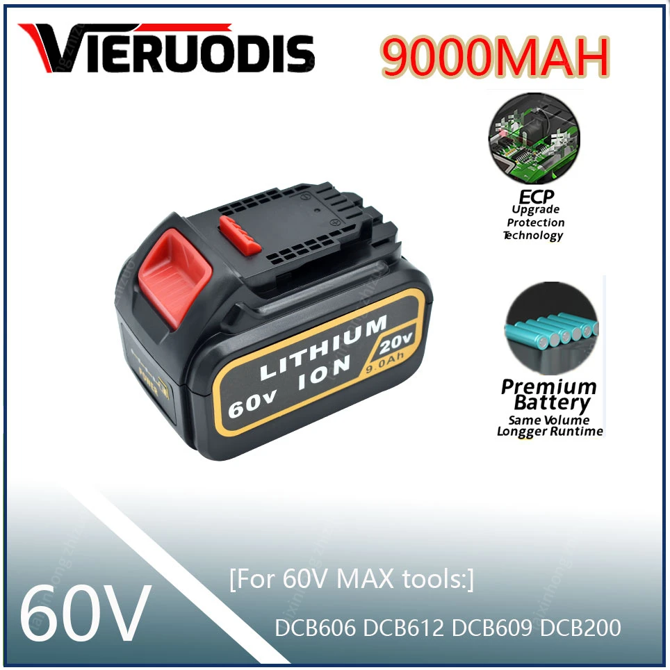 9.0Ah 20V 60V MAX Replacement Battery for Dewalt DCB606 DCB609 DCB205 DCB204 DCB206 DCB209 Power Screwdriver Tools Batteries
9.0Ah 20V 60V MAX Replacement Battery for Dewalt DCB606 DCB609 DCB205 DCB204 DCB206 DCB209 Power Screwdriver Tools Batteries