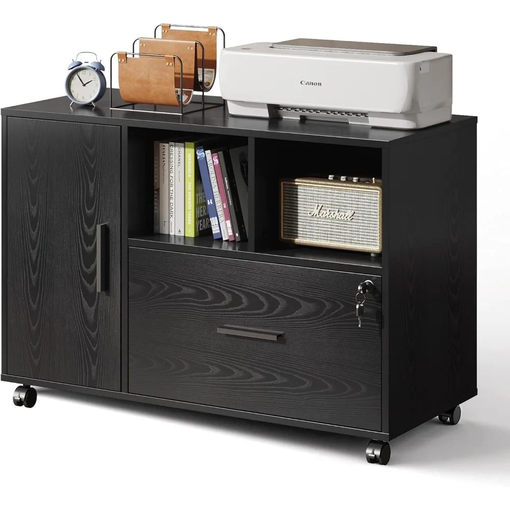 Office File Cabinet with Lock, Wood Lateral Filing Cabinet on Wheels, Printer Stand with Open Storage Shelves for Home Office
Office File Cabinet with Lock, Wood Lateral Filing Cabinet on Wheels, Printer Stand with Open Storage Shelves for Home Office