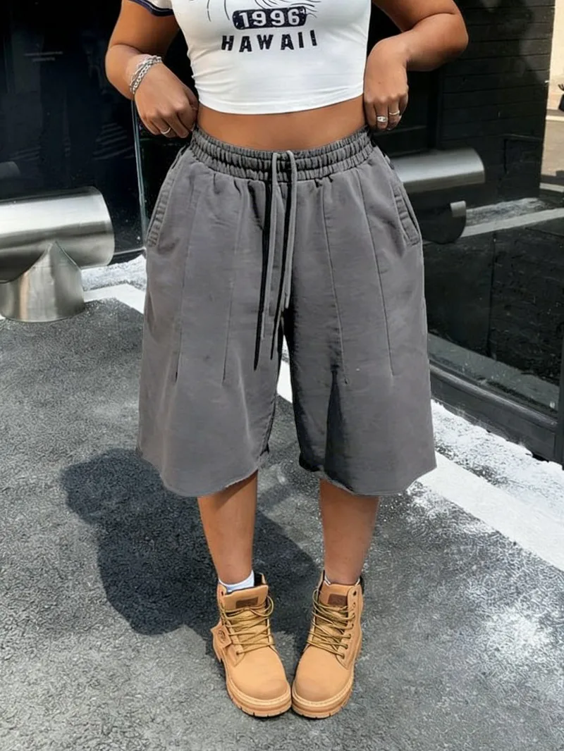 Women Tassel Hem Solid Wide Leg Calf Length Pants Drawstring Elastic High Waist Loose Casual Trouses Streetwear Capris Bottoms
Women Tassel Hem Solid Wide Leg Calf Length Pants Drawstring Elastic High Waist Loose Casual Trouses Streetwear Capris Bottoms