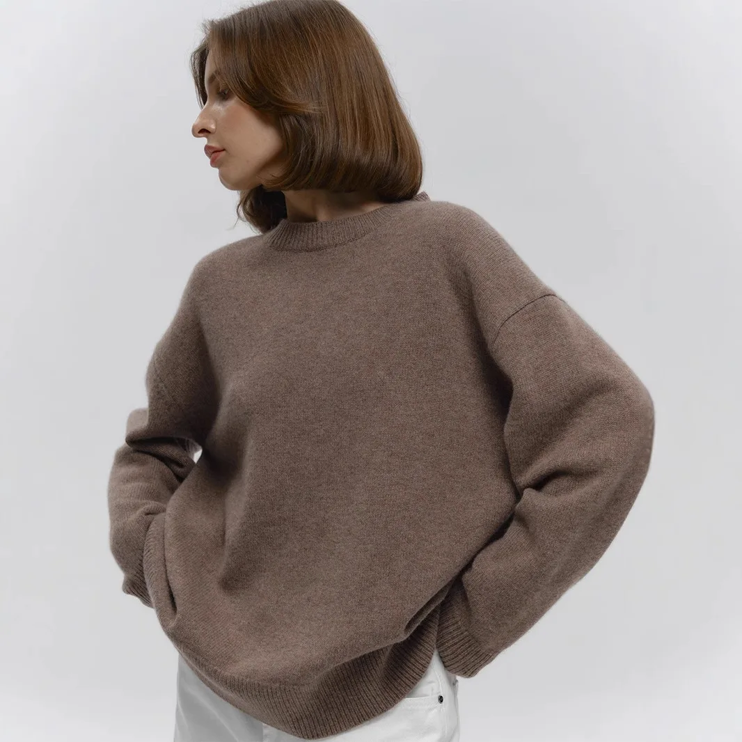 Crew neck dark sweater Europe, America 2025 autumn and winter new loose warm simple pullover solid color knitted sweater
Crew neck dark sweater Europe, America 2025 autumn and winter new loose warm simple pullover solid color knitted sweater
