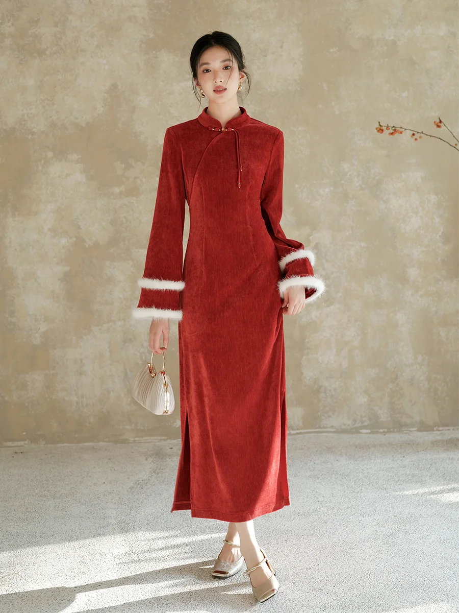 Red Thiened Long Qipao Dr Wedding Ceremony Drinking Ceremony Women's Sle Ele Chinese New Year New Design
Red Thiened Long Qipao Dr Wedding Ceremony Drinking Ceremony Women's Sle Ele Chinese New Year New Design