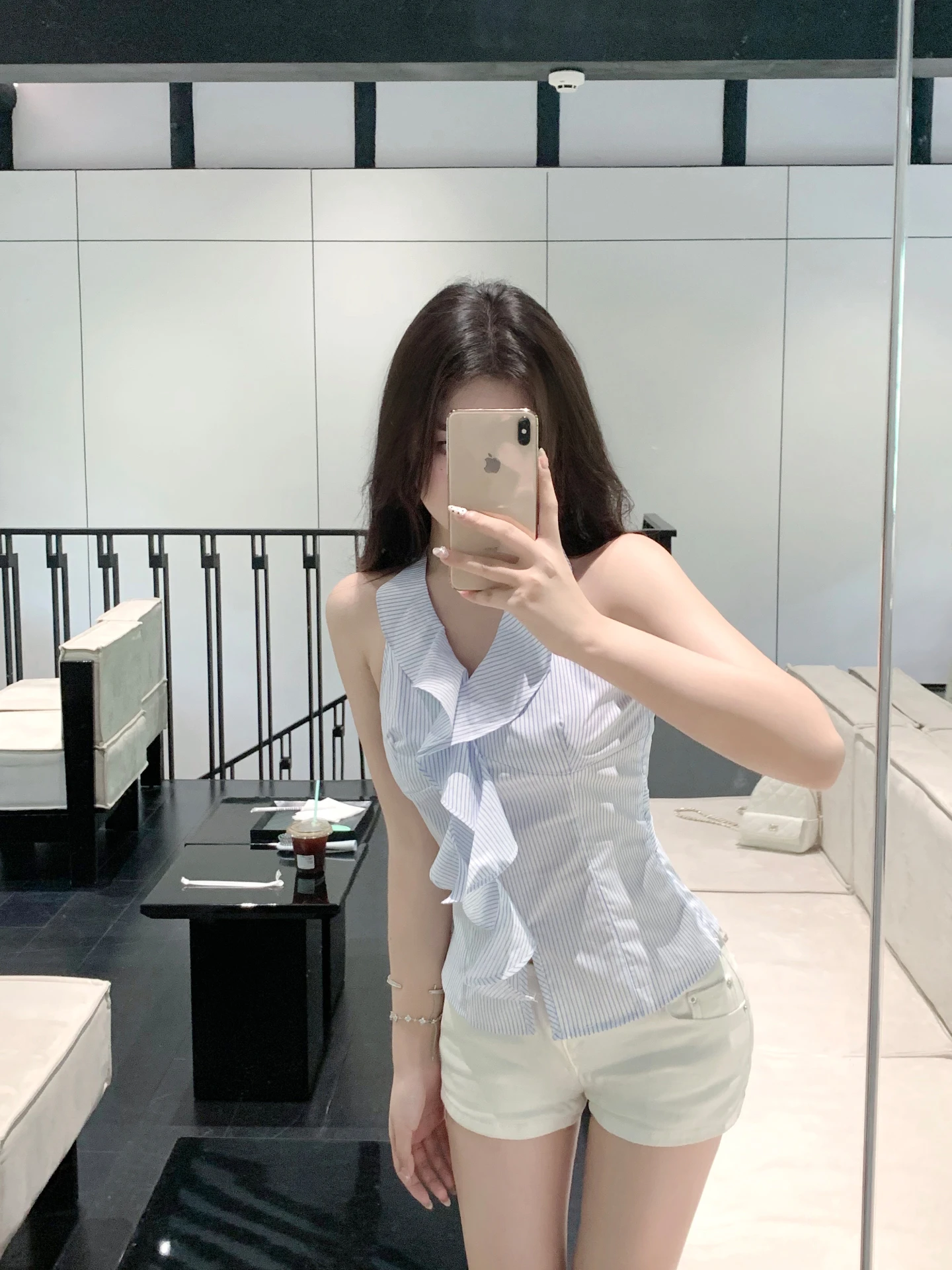 Banana Blue Striped Wood Ear Svel irt Women Summer Design Sense Vest Top Commute Sle Slim Fit Thin Material
Banana Blue Striped Wood Ear Svel irt Women Summer Design Sense Vest Top Commute Sle Slim Fit Thin Material