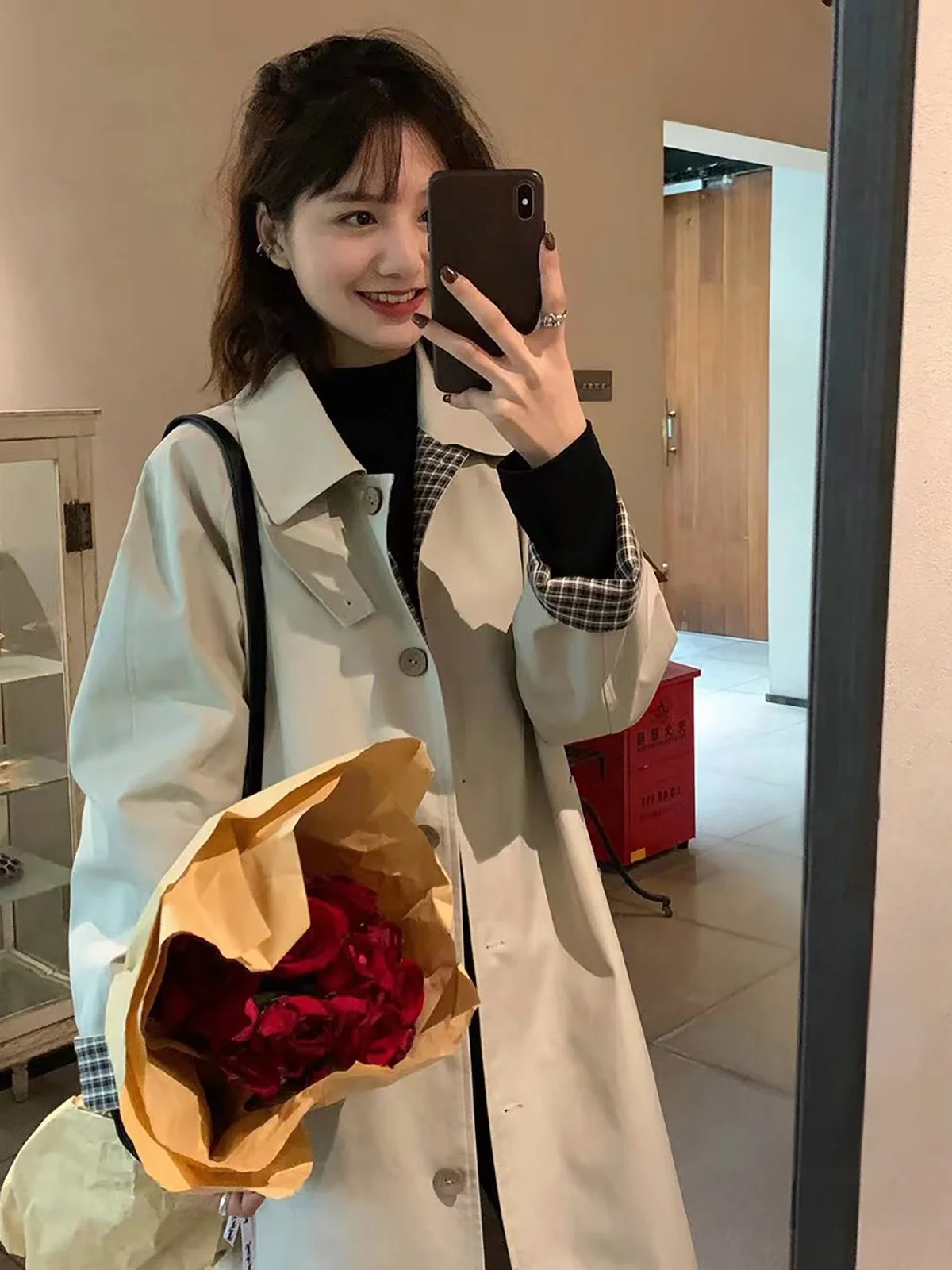 Vintage Plaid Coat are~ Thi And Formal Korean French Sle Doll Collar Never out of Date Polyester Fiber Long Sve Coat
Vintage Plaid Coat are~ Thi And Formal Korean French Sle Doll Collar Never out of Date Polyester Fiber Long Sve Coat