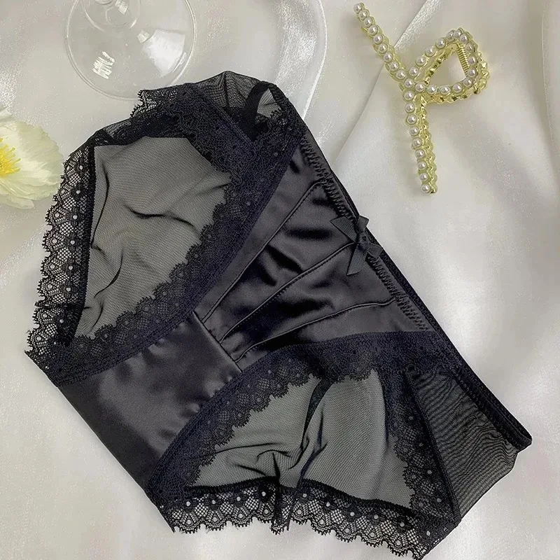 New Vintage Satin Panties Soild Color Breathable Underwear Women French Sexy Lace Bow Lingerie Female Mid-waist Thin Mesh Briefs
New Vintage Satin Panties Soild Color Breathable Underwear Women French Sexy Lace Bow Lingerie Female Mid-waist Thin Mesh Briefs